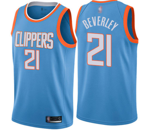 Men's Los Angeles Clippers #21 Patrick Beverley Blue City Edition Stitched NBA Jersey